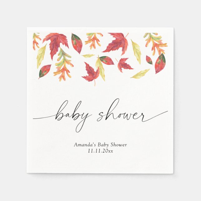 Falling leaves Baby Shower Napkins (Front)