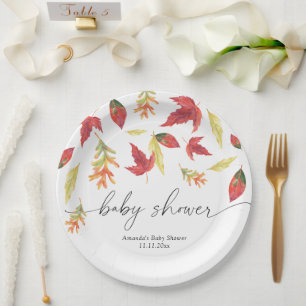 Falling leaves Baby Shower Paper Plates