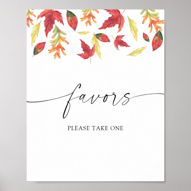 Falling leaves - bridal favors please take one  poster (Front)
