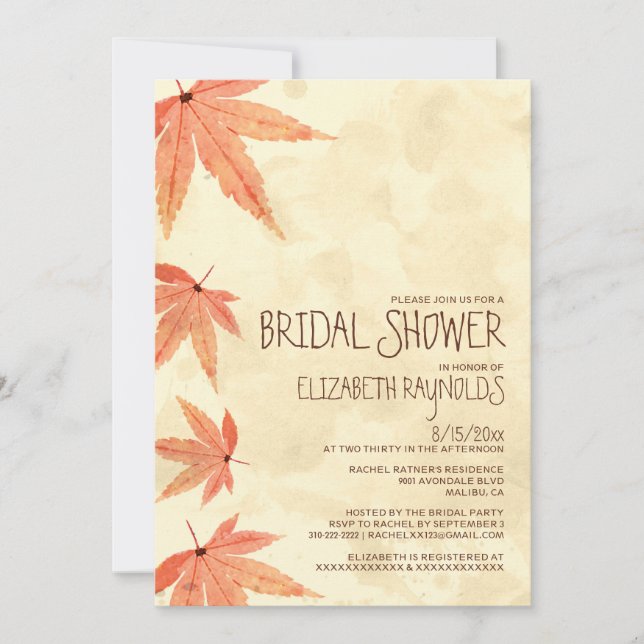 Falling Leaves Bridal Shower Invitations (Front)