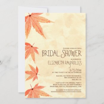 Falling Leaves Bridal Shower Invitations by topinvitations at Zazzle