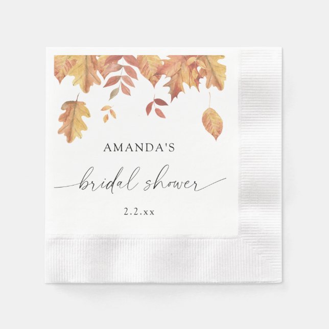 Falling leaves bridal shower napkins (Front)