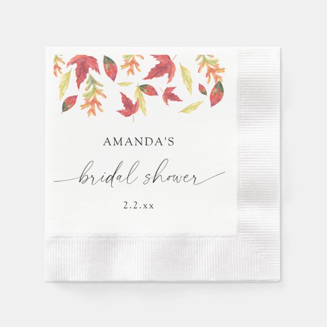Falling leaves bridal shower napkins (Front)
