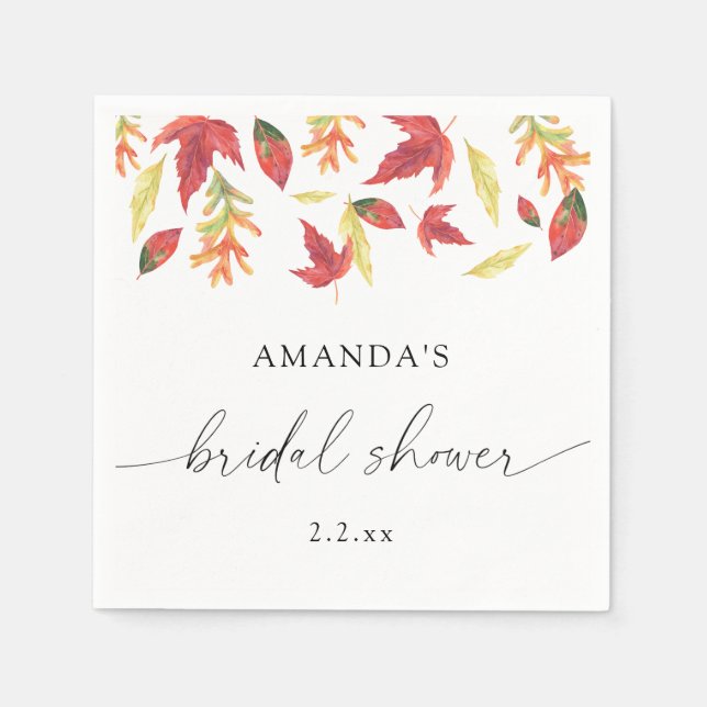Falling leaves bridal shower napkins (Front)
