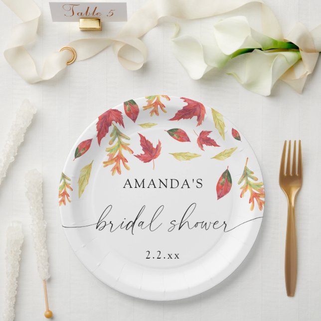 Falling leaves bridal shower paper plates (Wedding)