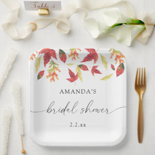 Falling leaves bridal shower paper plates
