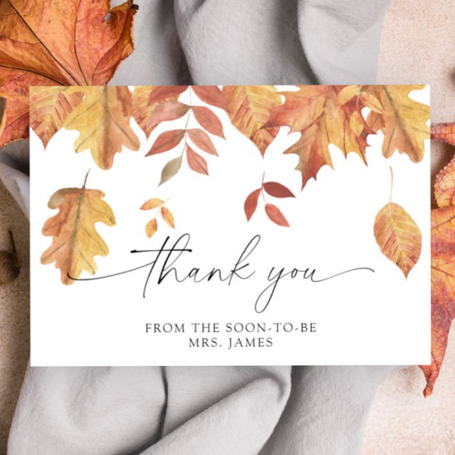 Falling leaves bridal shower thank you card (Creator Uploaded)