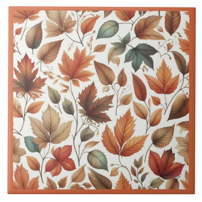 Falling leaves ceramic tile (Front)