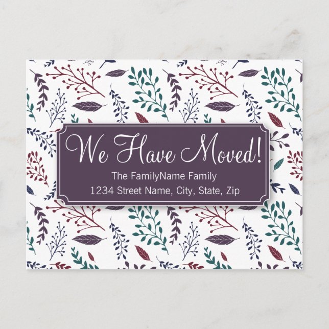 Falling Leaves Change of Address Announcement Postcard (Front)