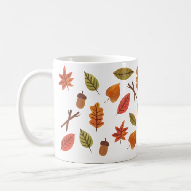 Falling Leaves Cozy Autumn Coffee Mug (Left)