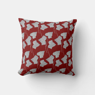 Falling Leaves Dk Red Throw Pillow