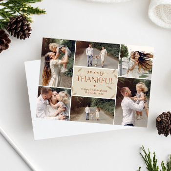 Falling Leaves Editable Color Thanksgiving Collage Holiday Card by berryberrysweet at Zazzle
