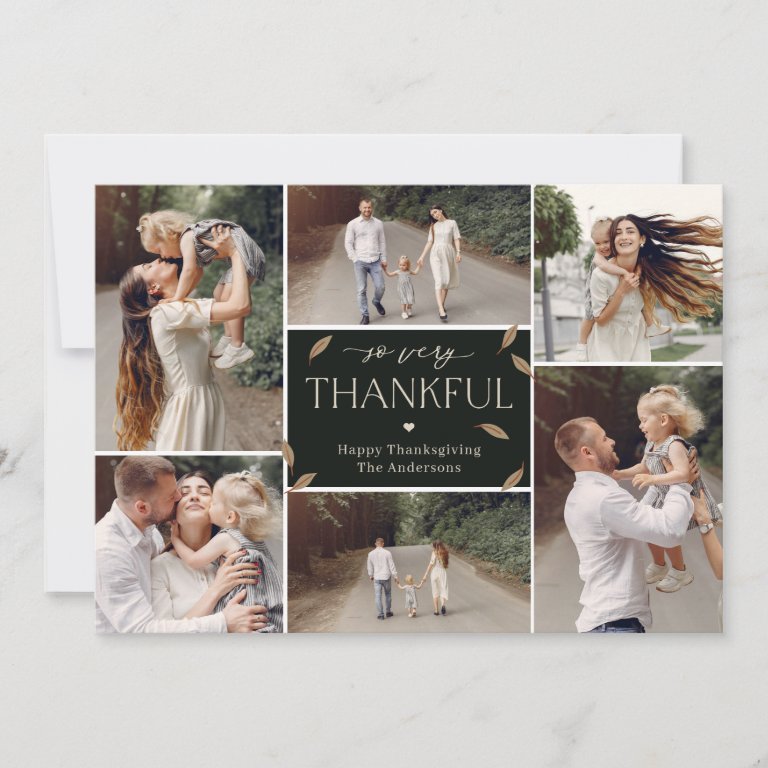 Falling Leaves Editable Color Thanksgiving                    Collage Holiday Card