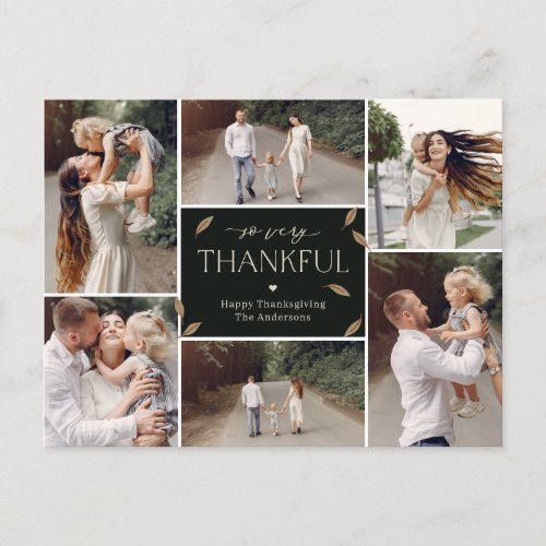 Falling Leaves Editable Color Thanksgiving Collage Holiday Postcard