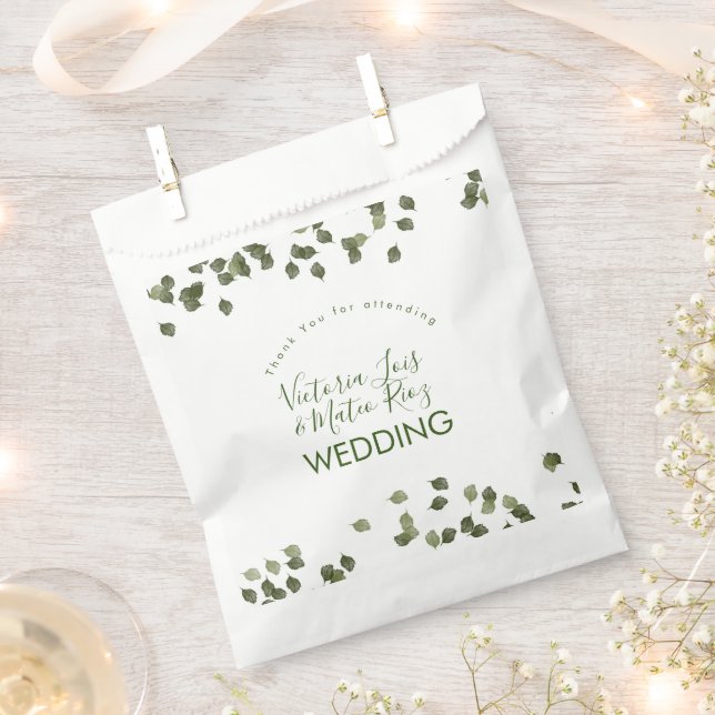 Falling Leaves Fall Autumn Greenery Thank You   Favor Bag (Clipped)