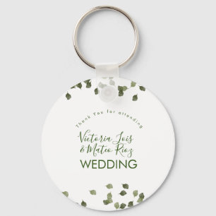 Falling Leaves Fall Autumn Greenery Thank You Keychain