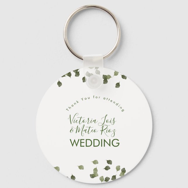 Falling Leaves Fall Autumn Greenery Thank You    Keychain (Front)