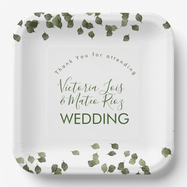 Falling Leaves Fall Autumn Greenery Thank You   Paper Plates (Front)