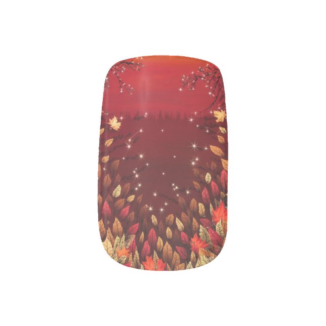 Falling Leaves Fantasy Fall Nails Minx Nail Art (Left Thumb)