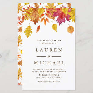 Falling Leaves Garland Autumn Wedding Invitation