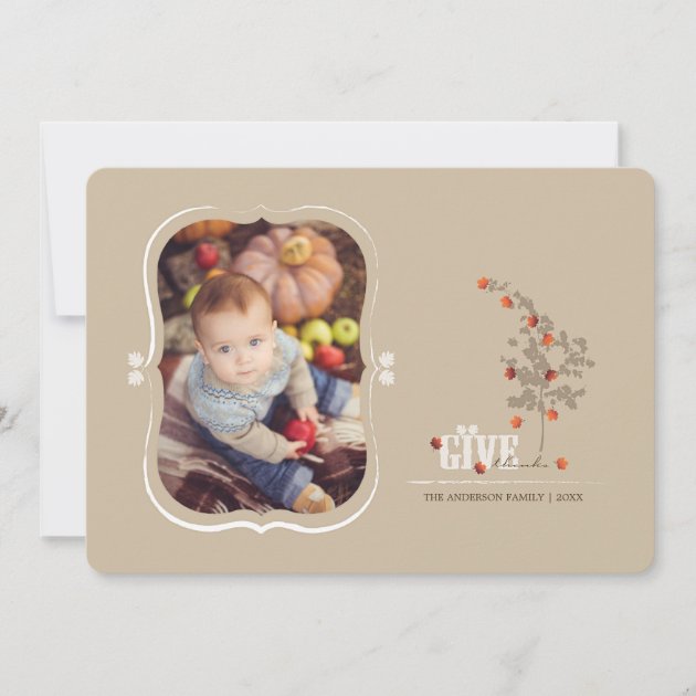 Falling Leaves Give Thanks Thanksgiving Photo Card