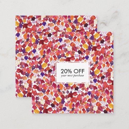 Falling leaves illustrated watercolor colorful  di discount card