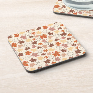 Falling leaves in natural earth autumn design beverage coaster