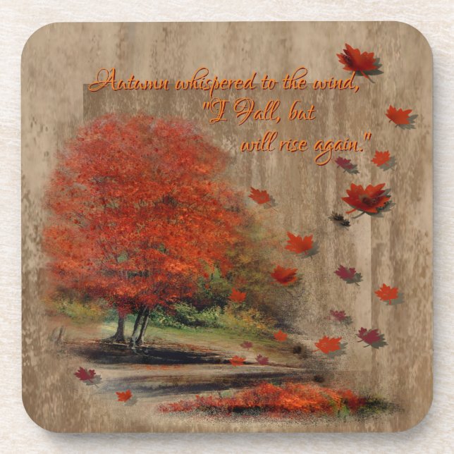 Falling Leaves Landscape Beverage Coaster (Front)