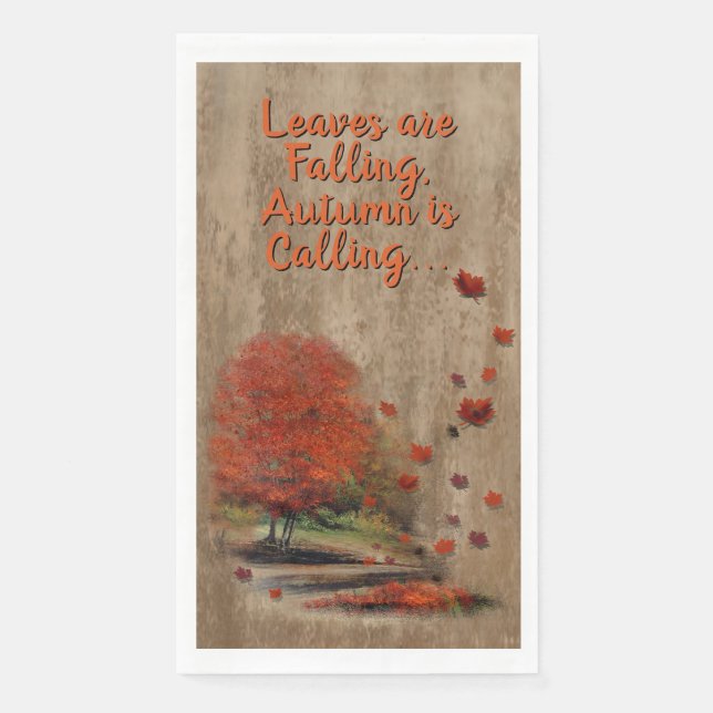 Falling Leaves Landscape Paper Guest Towels (Front)