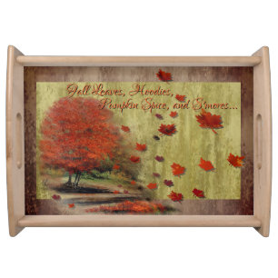 Falling Leaves Landscape Serving Tray