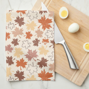 Falling leaves, natural earth autumn thanksgivings kitchen towel