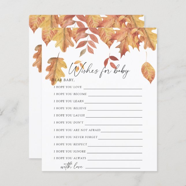 Falling leaves - Party game | wishes for baby game (Front/Back)