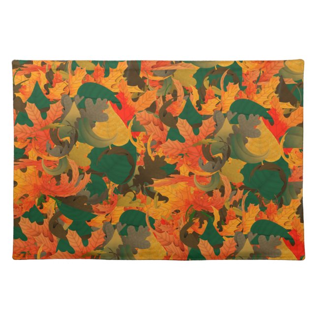 Falling Leaves Pattern for Autumn Cloth Placemat (Front)