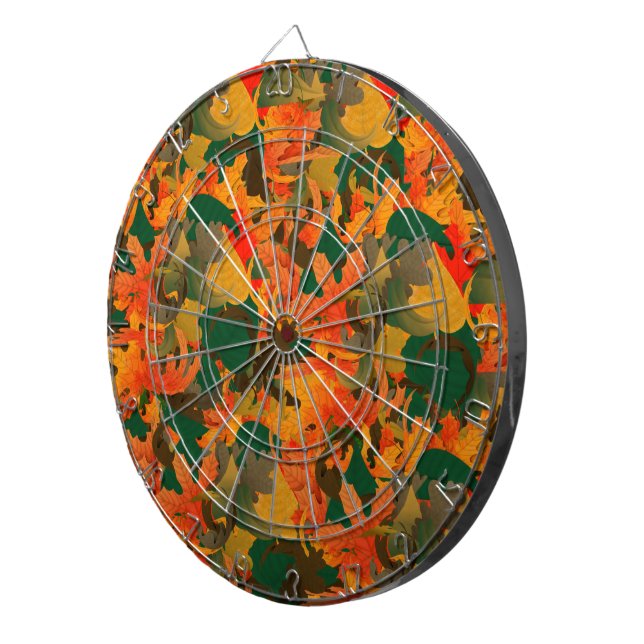 Falling Leaves Pattern for Autumn Dart Board (Front Right)