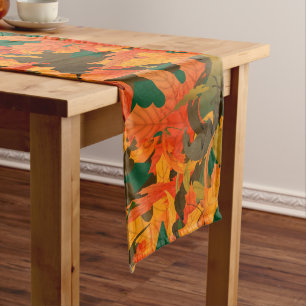 Falling Leaves Pattern for Autumn Long Table Runner