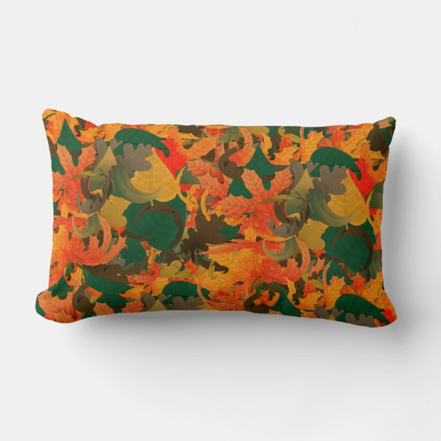 Falling Leaves Pattern for Autumn Lumbar Pillow (Front)
