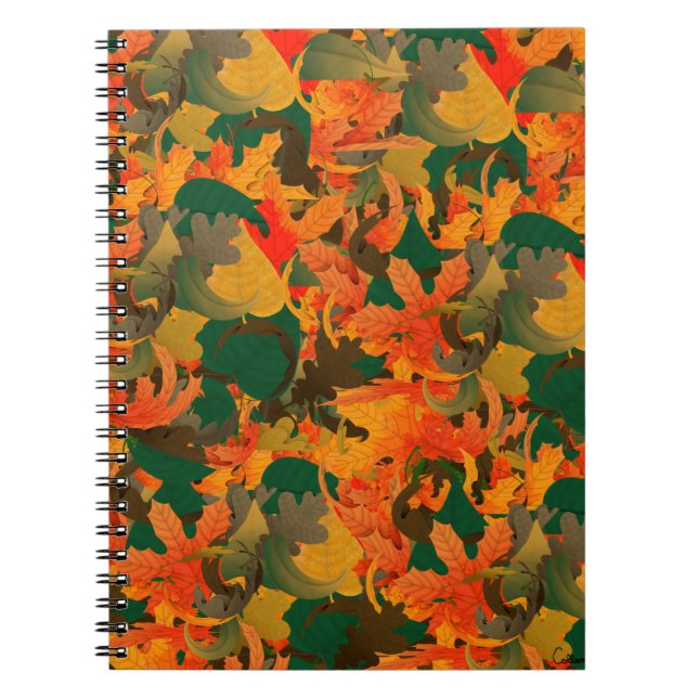 Falling Leaves Pattern for Autumn Notebook (Front)