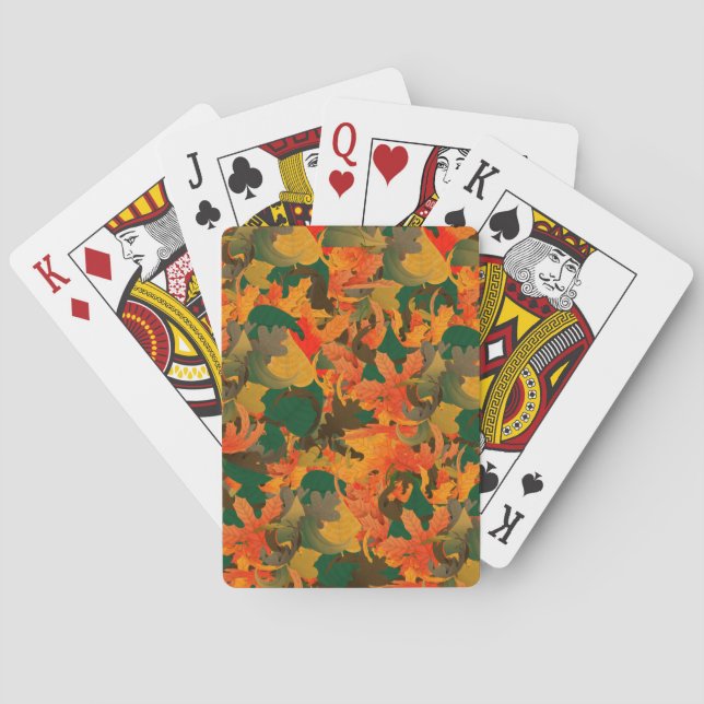 Falling Leaves Pattern for Autumn Poker Cards (Back)