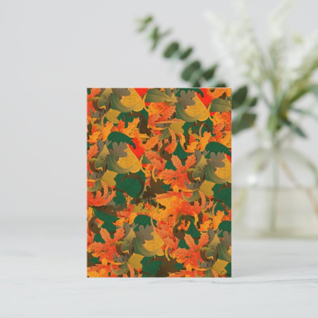 Falling Leaves Pattern for Autumn Postcard (Standing Front)