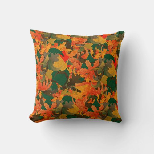 Falling Leaves Pattern for Autumn Throw Pillow