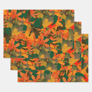 Falling Leaves Pattern for Autumn Wrapping Paper Sheets