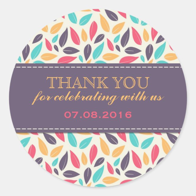 Falling Leaves Pattern Wedding Favor Stickers (Front)