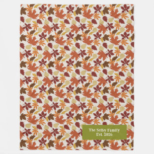 Falling Leaves Personalized Autumn Fleece Blanket