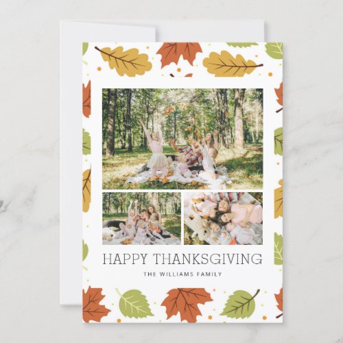 Falling Leaves Photo Happy Thanksgiving Card