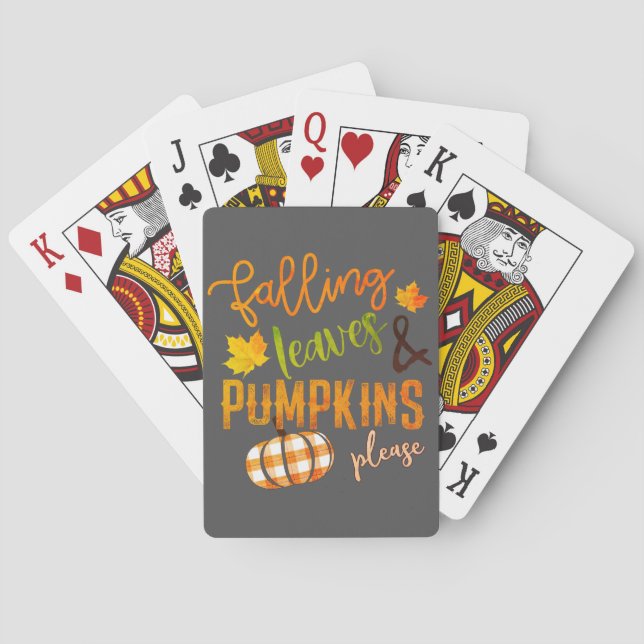 Falling Leaves & Pumpkins Please Thanksgiving Poker Cards (Back)