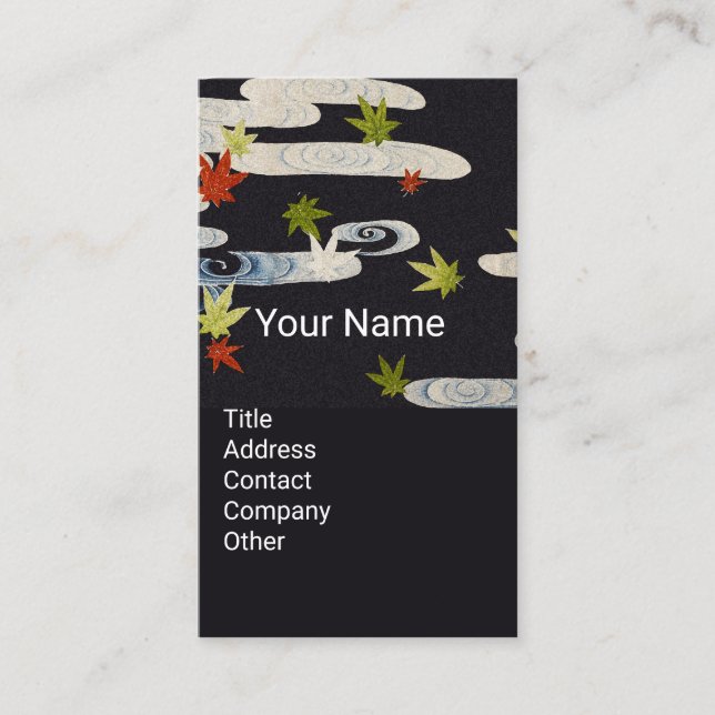 FALLING LEAVES,RUNNING WATER,Beauty Salon Spa blac Business Card (Front)