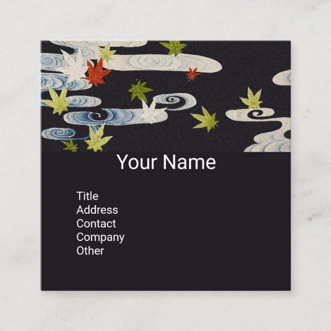 FALLING LEAVES,RUNNING WATER,Beauty Salon Spa Square Business Card (Front)