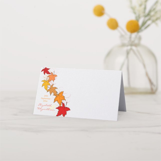 Falling Leaves Table Place Card or Escort Card (Front)