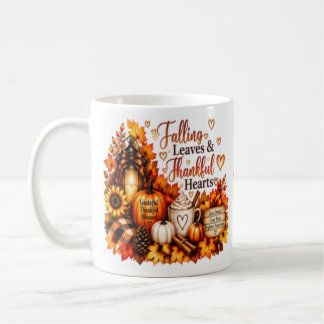 Falling Leaves & Thankful Hearts | Cozy Autumn Mug