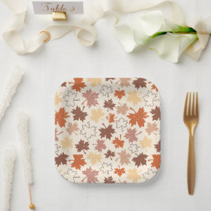 Falling leaves thanksgiving autumn design paper plates